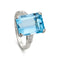 Bague 53 Bague vintage Art déco en or blanc 18 ct avec aigue-marine et diamants 58 Facettes VI-0031