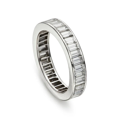 Bague Bague alliance éternité vintage en or blanc et diamants baguette 3,50 ct 58 Facettes VI-0019