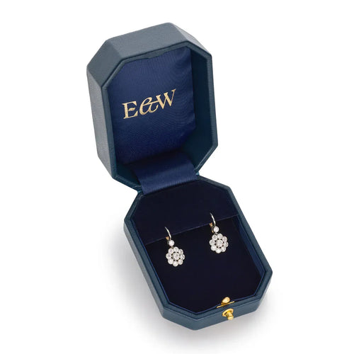 Boucles d'oreilles Boucles d’oreilles pendantes vintage en or jaune 18 ct, platine et diamants 1,10 ct 58 Facettes VI-0033