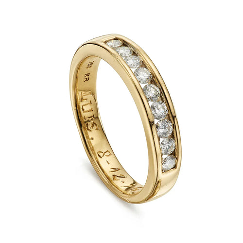 Bague Bague alliance demi-éternité vintage en or jaune 18 ct et diamants 58 Facettes VI-0015