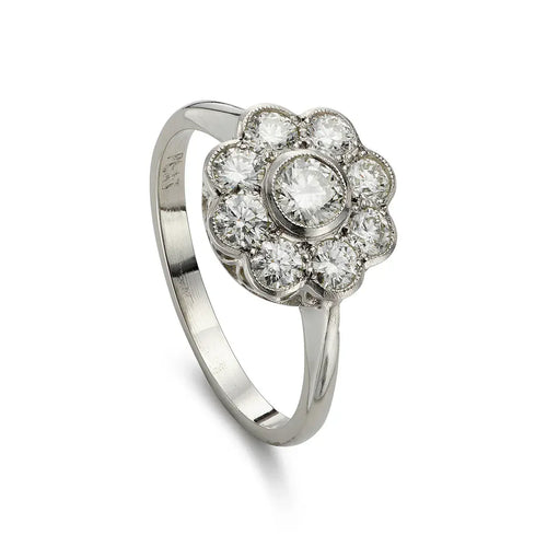 Bague Bague cluster de diamants 1,00 ct en platine 58 Facettes VI-0032