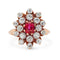 Bague 50.5 Bague cluster victorienne en or jaune 14 ct, rubis et diamants 58 Facettes VI-0025
