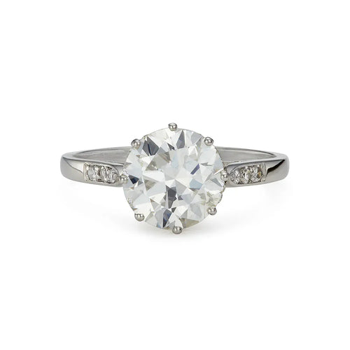 Bague 57.5 Bague solitaire édouardienne en platine et diamants taille ancienne 2,70 ct 58 Facettes VI-0011