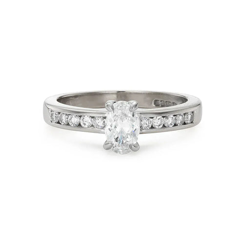 Bague 50 Bague de fiançailles 0,65 ct en or blanc 18 ct et diamants 58 Facettes VI-0013