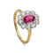 Bague 54 Edwardian - Bague cocktail rubis et diamants en or jaune 18 ct et platine 58 Facettes VI-0003