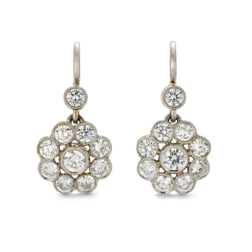 Boucles d'oreilles Eartha & Wolf - Boucles d'oreilles vintage en or jaune 18 ct et platine diamants 58 Facettes VI-0033