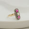 Bague 55 Bague trilogie Art déco en or jaune 585 avec diamant et rubis 58 Facettes 3136