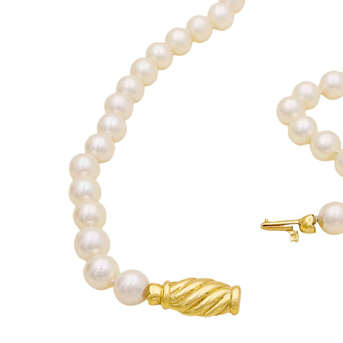 Collier Collier or jaune, perles de culture, camée onyx. 58 Facettes 34595