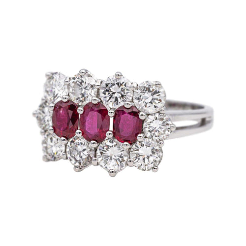 Bague 55 Bague Or blanc Rubis, Diamant 58 Facettes 4932882CN