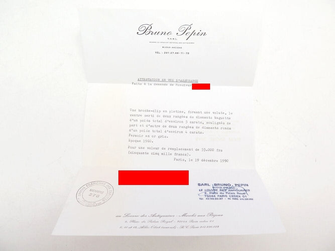 Broche broche 1960 sertie diamants baguette & ronds 9ct platine 15.4gr 58 Facettes 273027