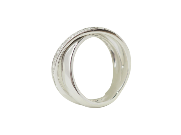 Bague 52.5 Bague croisée en or blanc 18 kt et diamants 58 Facettes 33642