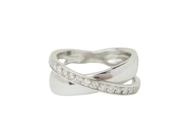 Bague 52.5 Bague croisée en or blanc 18 kt et diamants 58 Facettes 33642