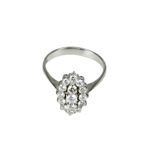 Bague 57 Bague en or blanc 14 carats avec diamants 58 Facettes 2832