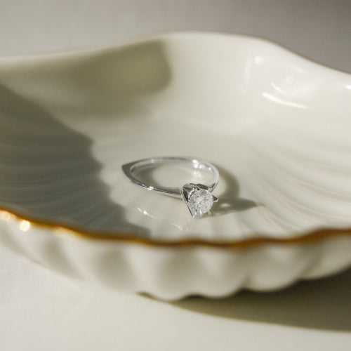 Bague 54 Bague solitaire en or blanc 750 avec diamant 0,50 ct 58 Facettes 2917