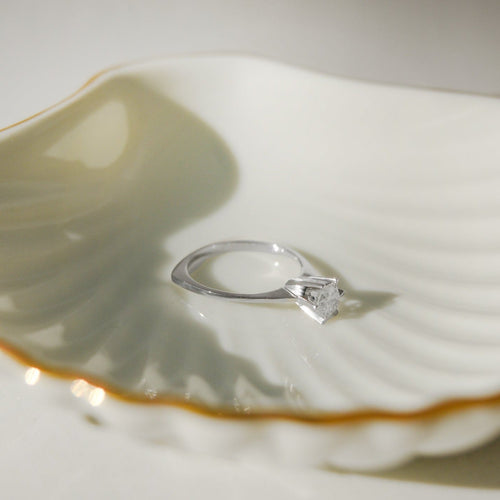 Bague 54 Bague solitaire en or blanc 750 avec diamant 0,50 ct 58 Facettes 2917