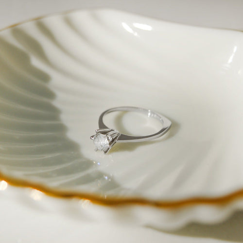 Bague 54 Bague solitaire en or blanc 750 avec diamant 0,50 ct 58 Facettes 2917