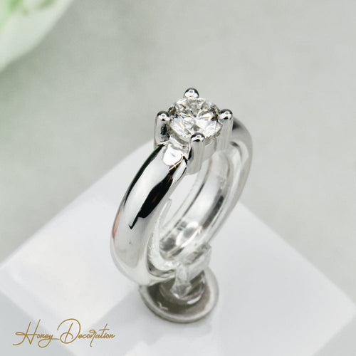 Bague 52 Solitaire - Bague solitaire en or blanc 18 carats et diamant 58 Facettes 2343