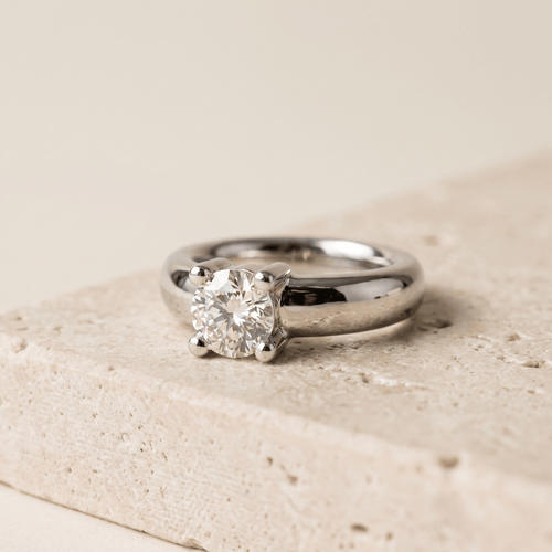 Bague 52 Solitaire - Bague en or blanc avec diamant brillant 58 Facettes 2343
