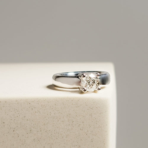 Bague 52 Solitaire - Bague solitaire en or blanc 18 carats et diamant 58 Facettes 2343