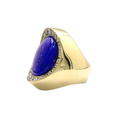 Bague 50 Bague Aldebert, or jaune lapis-lazuli et diamants.35055A 58 Facettes 35055