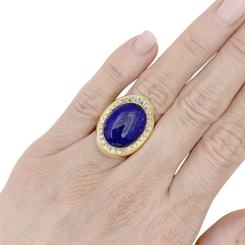Bague 50 Bague Aldebert, or jaune lapis-lazuli et diamants.35055A 58 Facettes 35055