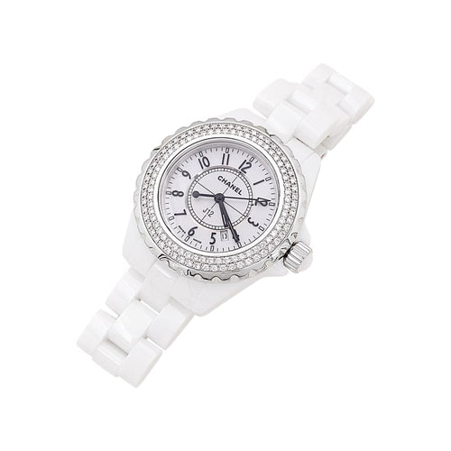 Montre Montre Chanel, "J12", céramique blanche et diamants. 58 Facettes 35396