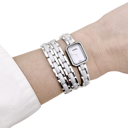 Montre Montre Chanel, "Première", céramique blanche et diamants. 58 Facettes 35397