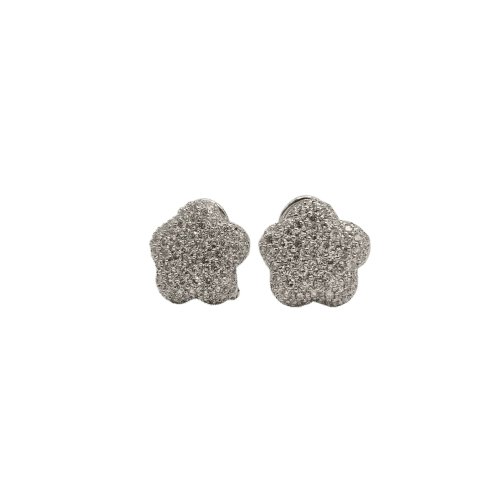 Boucles d'oreilles Boucles d’oreilles fleurs en or blanc 18 carats et diamants naturels 58 Facettes