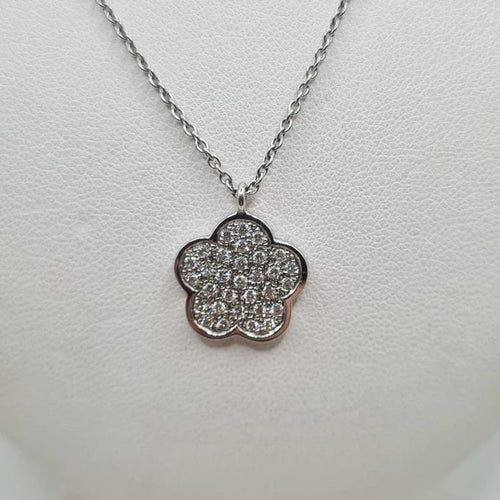 Collier Collier fleur en or blanc 18 carats et diamants naturels 58 Facettes