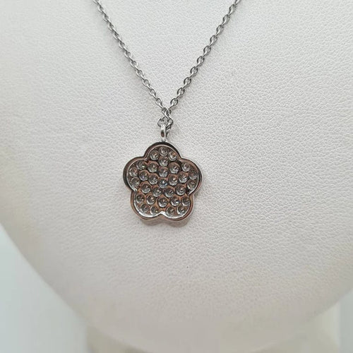 Collier Collier fleur en or blanc 18 carats et diamants naturels 58 Facettes