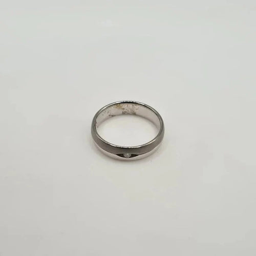 Bague 54.5 Alliance en or blanc 18 carats avec diamant naturel 58 Facettes