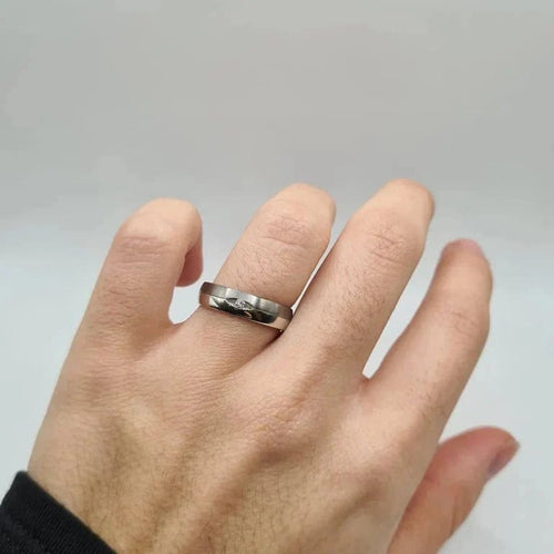Bague 54.5 Alliance en or blanc 18 carats avec diamant naturel 58 Facettes