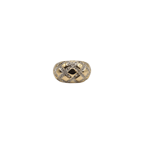 Bague 57 Bague bombée en or jaune 18 carats sertie de diamants anciens 58 Facettes