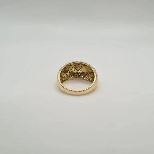 Bague 57 Bague bombée en or jaune 18 carats sertie de diamants anciens 58 Facettes
