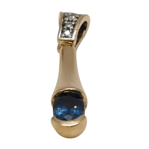 Pendentif Pendentif en or jaune, saphirs et diamants naturels 58 Facettes