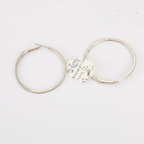 Boucles d'oreilles Créoles en or blanc et diamants 58 Facettes