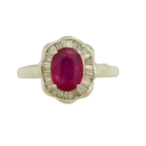 Bague 54 Bague en Or blanc, rubis et de diamants 58 Facettes