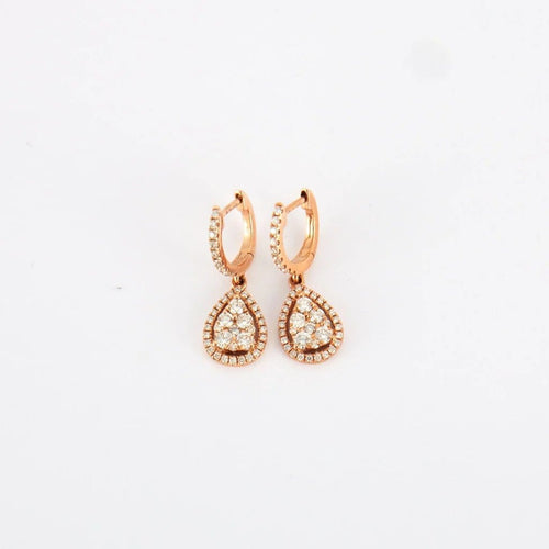 Boucles d'oreilles Boucles d'oreilles goutte en or rose et diamants 58 Facettes
