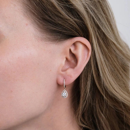 Boucles d'oreilles Boucles d'oreilles goutte en or rose et diamants 58 Facettes