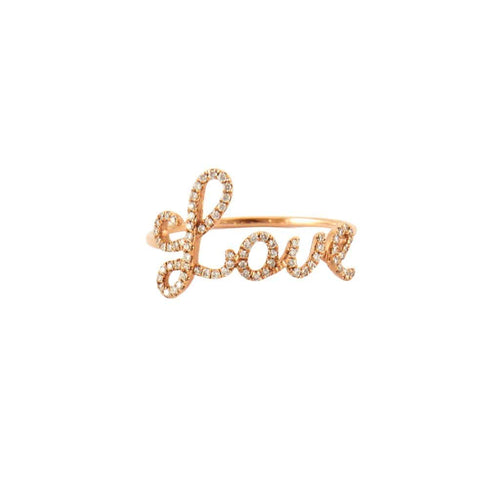 Bague 52 LOVE - Bague en or rose 18 ct et diamants 58 Facettes