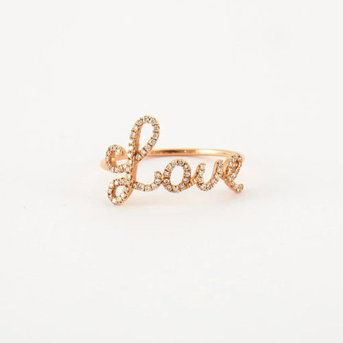 Bague 52 LOVE - Bague en or rose 18 ct et diamants 58 Facettes