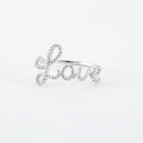Bague 52 LOVE - Bague en or blanc et diamants 58 Facettes
