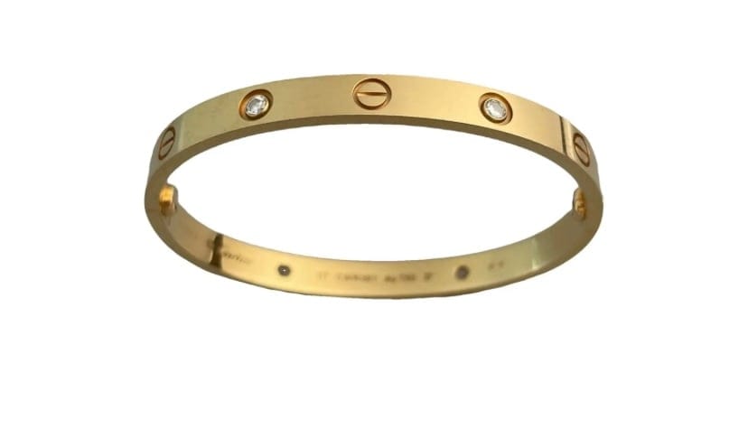 Bracelet Cartier LOVE - Bracelet en or jaune avec 4 diamants 58 Facettes Bracelet cartier love