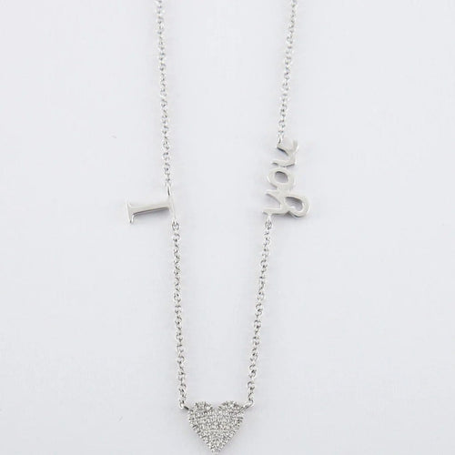 Collier Collier "I Love You" en or blanc 18 ct et diamants 58 Facettes