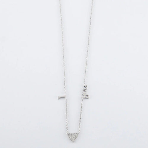 Collier Collier "I Love You" en or blanc 18 ct et diamants 58 Facettes