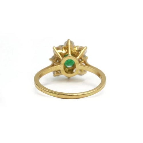 Bague 54 Bague marguerite en or jaune avec émeraude et diamants 58 Facettes 260027R