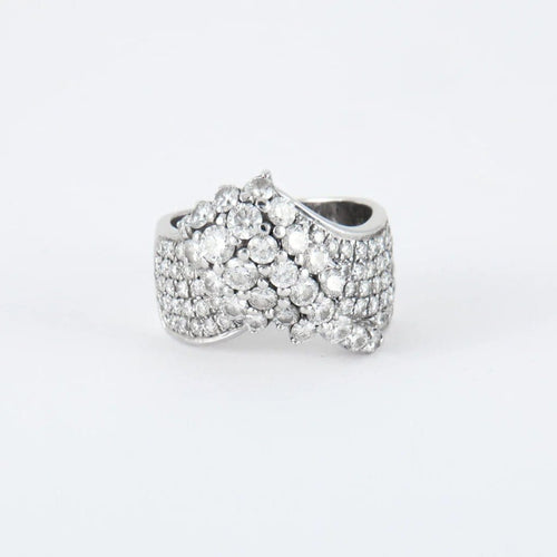 Bague 55 Bague large en or blanc 18 ct et diamants 58 Facettes