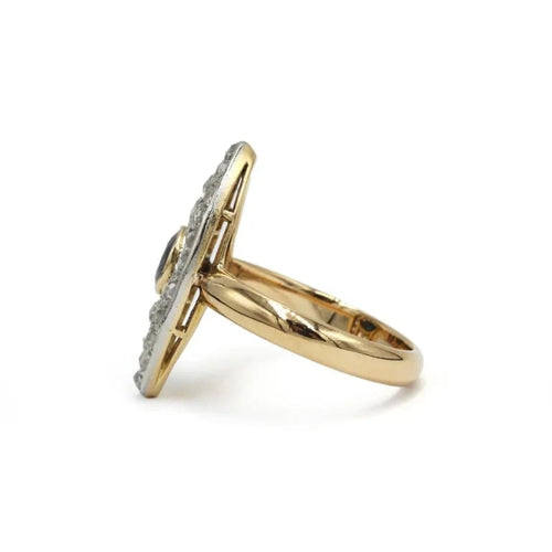 Bague 58 Bague marquise en or jaune et platine avec saphir et diamants 58 Facettes 260023R