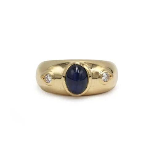 Bague 54.5 Bague jonc en or jaune 750 avec saphir et diamants 58 Facettes 260018R
