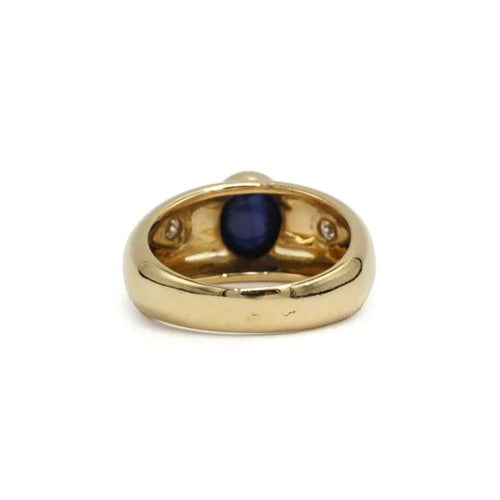 Bague 54.5 Bague jonc en or jaune 750 avec saphir et diamants 58 Facettes 260018R